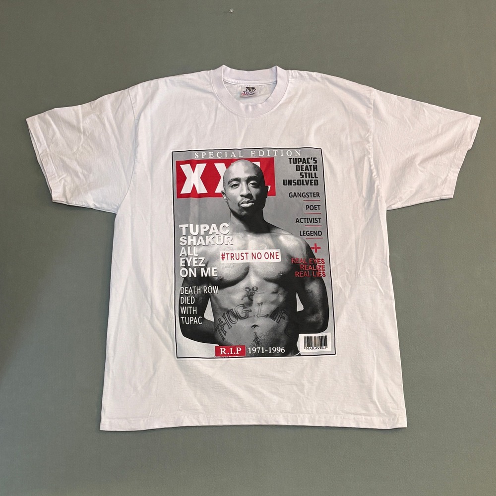Tupac Shakur XXL Magazine Graphic Tee White Pro Team Heavy Cotton Mens 2XL